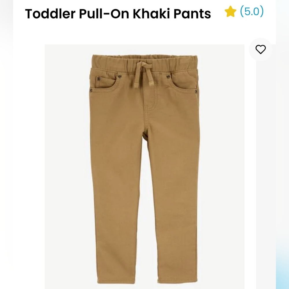 Carters NWT soft pull on khaki pants size 2T
